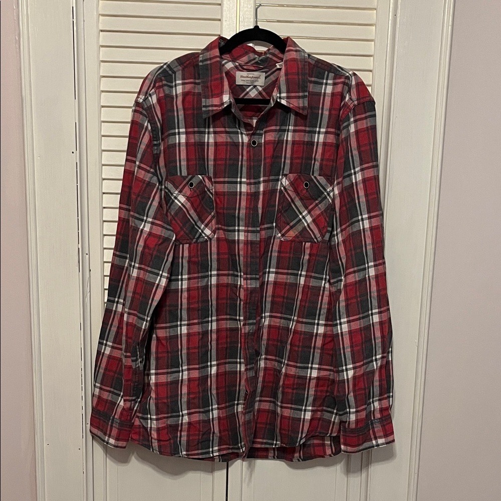 Weatherproof Red and Black Plaid Casual Shirt